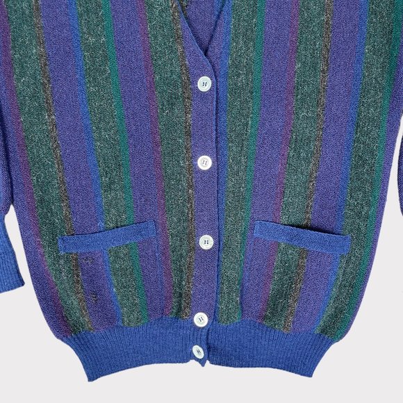 Peruvian Connection Women's 100% Alpaca Cardigan Purple Green Sweater Size M - Picture 9 of 16